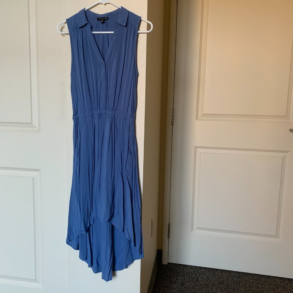Blue Cotton On button dress with asymmetrical hem and pockets